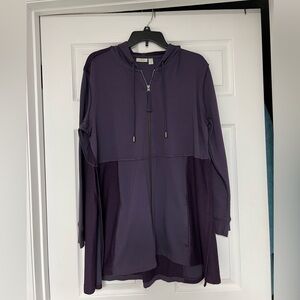 Longline Hooded Zip Jacket in Deep Purple